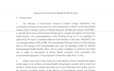 Summary of National Environmental Health Profile Project