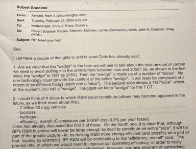 BP Correspondence about the Wedges paper