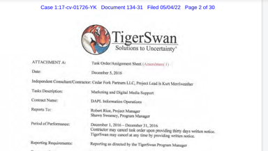 Task Order for Kurt Merriweather and Nicholas Johnson(Cedar Fork) and TigerSwan