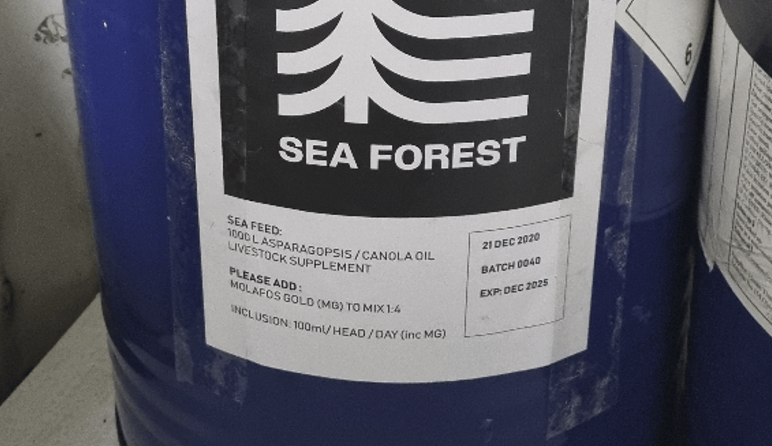 Image showing a label with information printed on the side of a drum of pure chemical bromoform with the words “only for industrial use”.