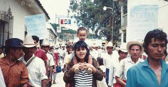 Berta at a protest with her second eldest daughter Bertita, who now runs her organization, Copinh. Photo courtesy the Cáceres family.