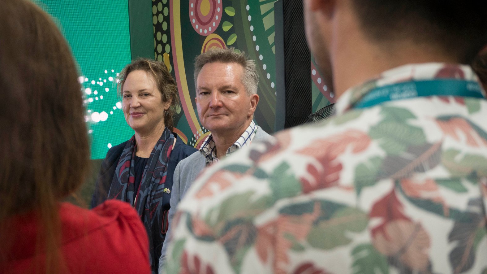 Australian Climate Minister Chris Bowen speaks about the COP31 hosting arrangement in the Australia pavilion at COP30. Photo by Royce Kurmelovs