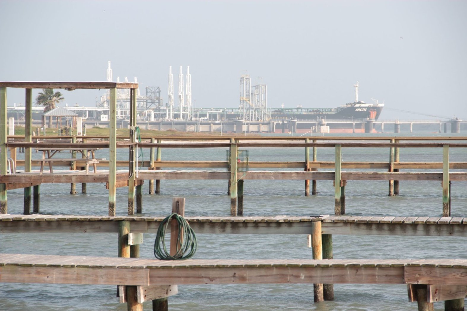 Resident jetties pale in comparison in scale to the Enbridge Ingleside Energy Center’s docks, which are designed for Very Large Crude Carriers. (Alex Ip/The Xylom)
