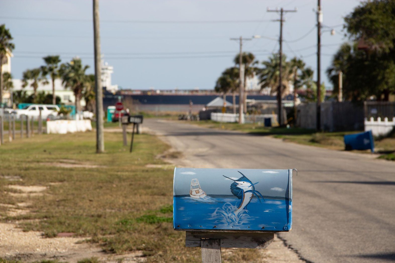 Large marine vessels serving the burgeoning oil and gas industry are common sights at Ingleside on the Bay, Texas. (Alex Ip/The Xylom)