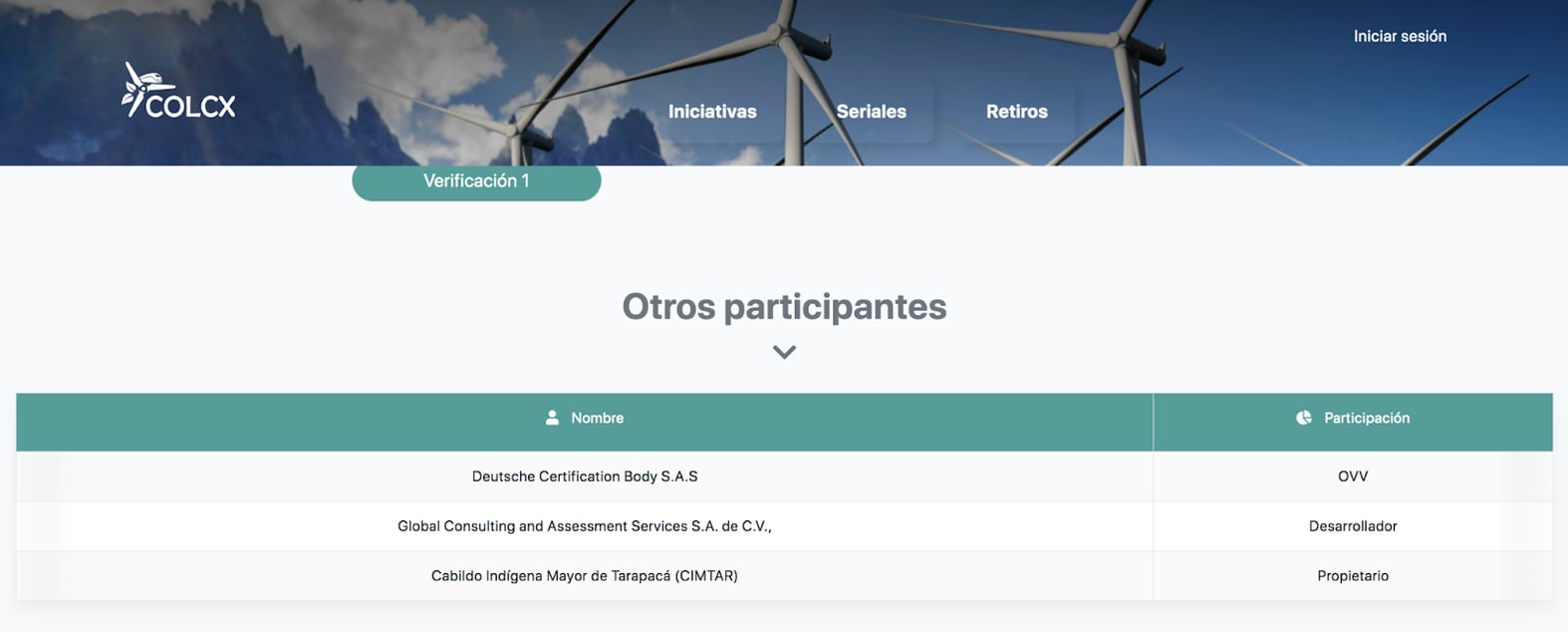 The platform of certifier ColCX shows that the project owner is the Greater Tarapacá Indigenous Cabildo and not, as several of the actors involved now say, the Greater Tarapacá Indigenous Council, which shares the same acronym. Source: ColCX Platform.
