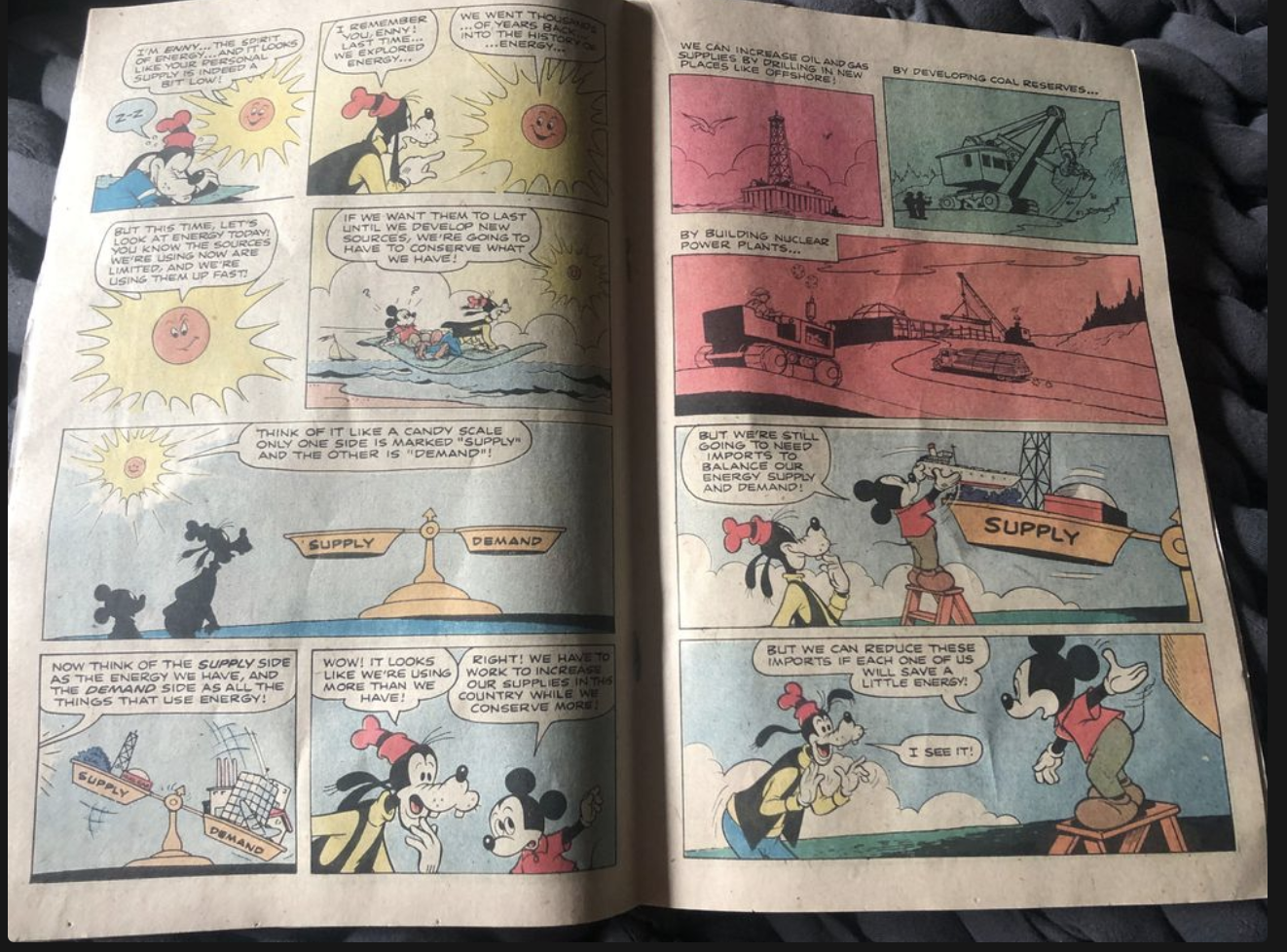 Exxon’s Disney comics about how energy works went along with a sponsored ride at Epcot when it first opened, teaching kids everything they needed to know about the “future of energy,” which of course included