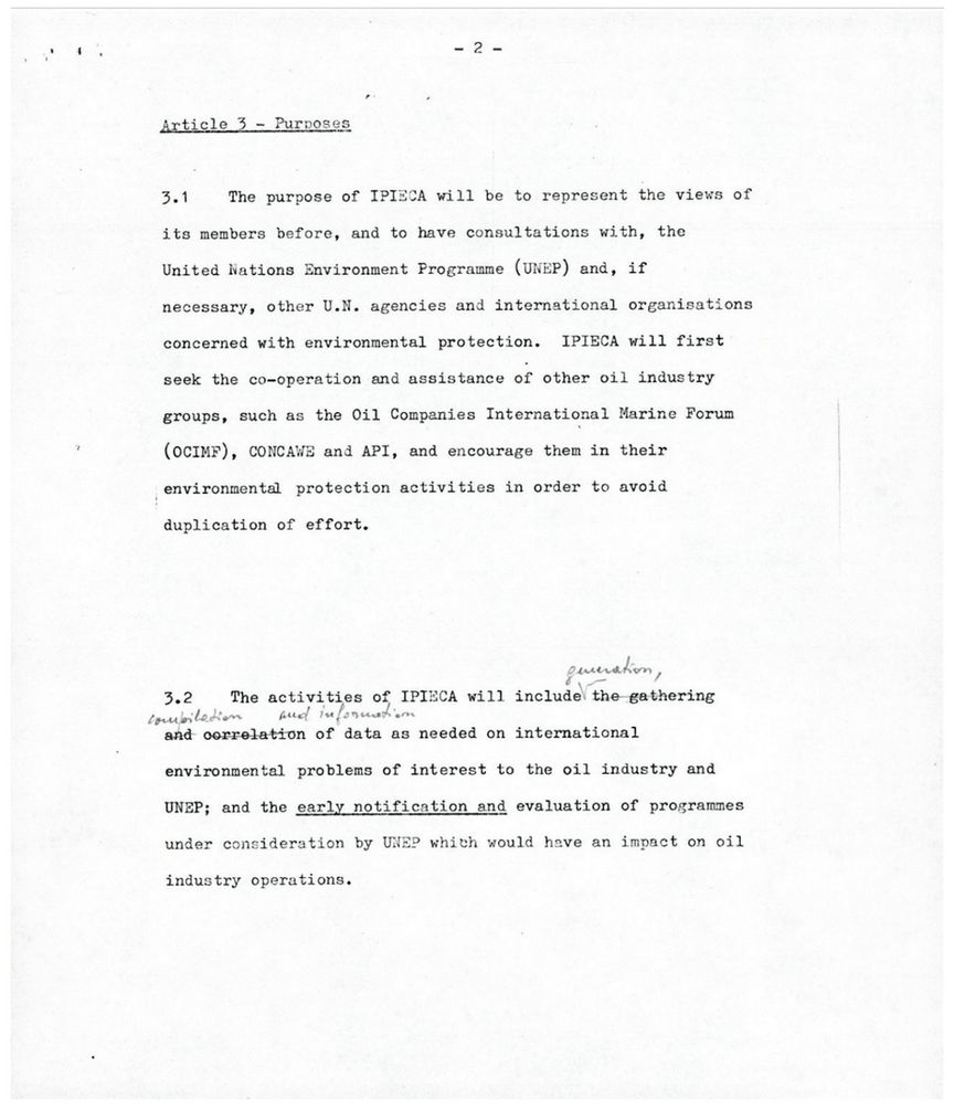 Ipieca organizing documents from the ENI archive, retrieved by Greenpeace Italy.